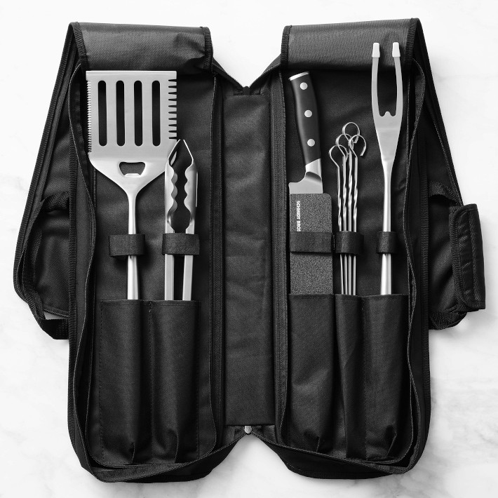 Williams Sonoma Black-Handled BBQ Tool Set with Storage Case