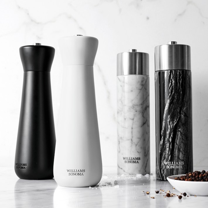 Salt And Pepper Grinder Set With Tall Black And White Salt And