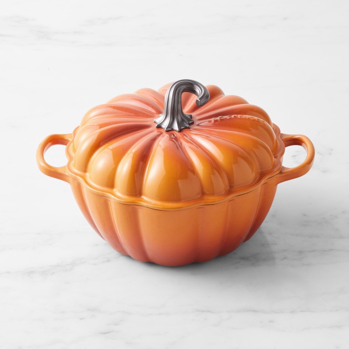 Dutch Oven; pumpkin, cast iron, orange enamel, matching lid