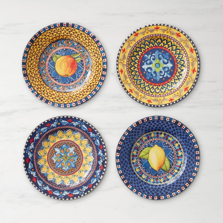 Sicily Ceramic Mixed Salad Plates, Set of 4