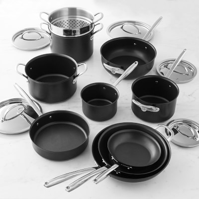 Cook N Home Pots and Pans Nonstick Cooking Set includes Saucepan Frying Pan  Kitchen Cookware 15-Piece, Stay Cool Handle, Black