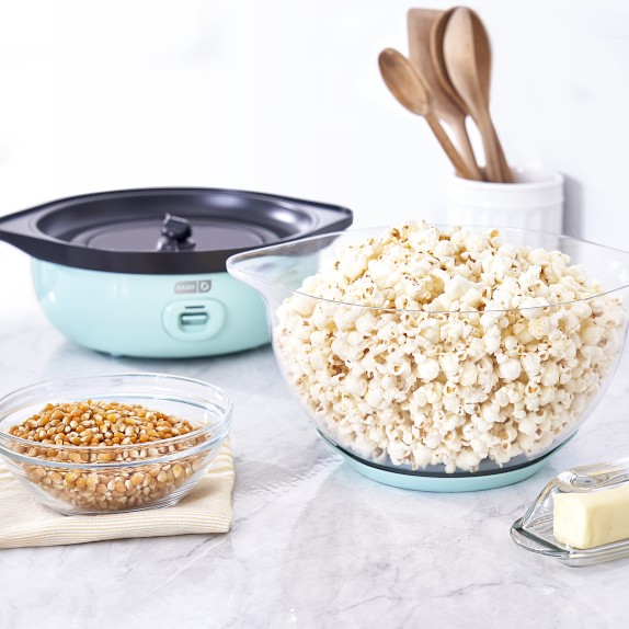 Electric Popcorn Machine, Home Use 6 Quart/24 Cup Stirring Popcorn Maker with Vented Serving Lid, Non-Sticking Coating, Stainless Steel Rod, Side