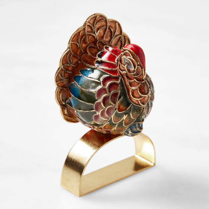 Cloisonne Turkey Napkin Rings, Set of 4 Williams Sonoma
