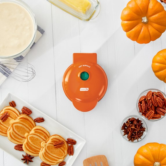 Dash Mini Pumpkin Waffle Maker in Orange Williams Sonoma