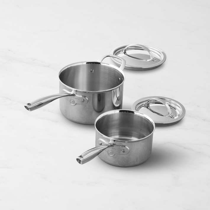 Williams Sonoma Thermo Clad Stainless Steel Sauce Pan Set Of