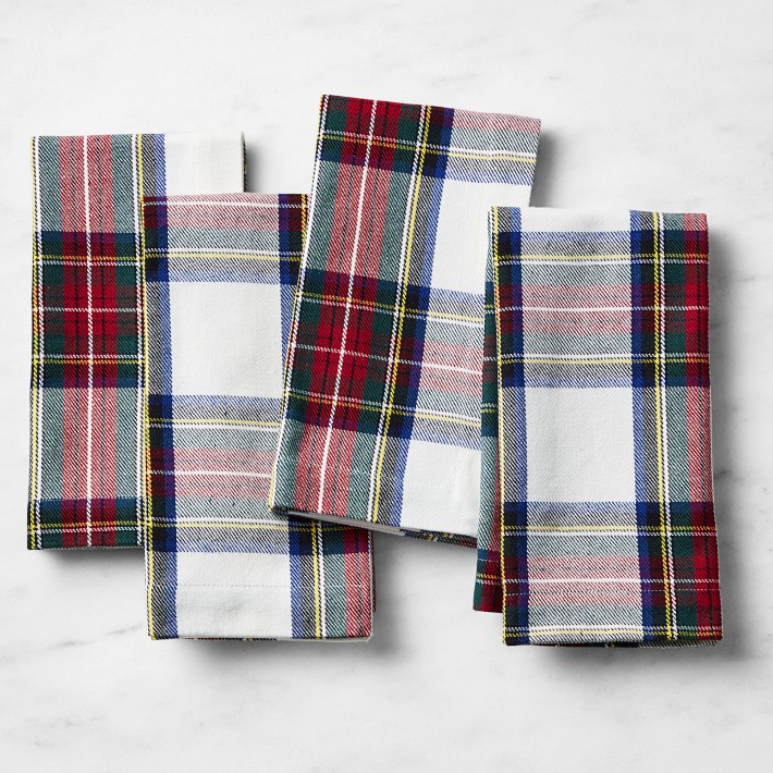 Pottery Barn NEW Stewart Plaid Kitchen Towels Set of 2 20 by 30