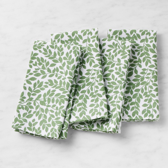 Printed Floral Linen Napkins Set of 4.