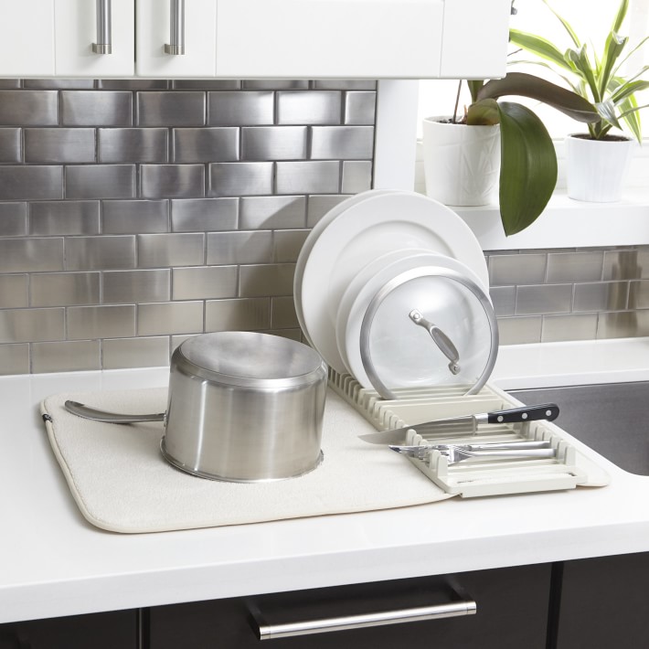 Household Drain Pad Resistant Dish Rack Mat Dish Drying Mat Dish Drying  Organizer for Bathroom Gray S