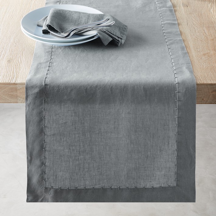 Italian Washed Linen Table Runner Williams Sonoma
