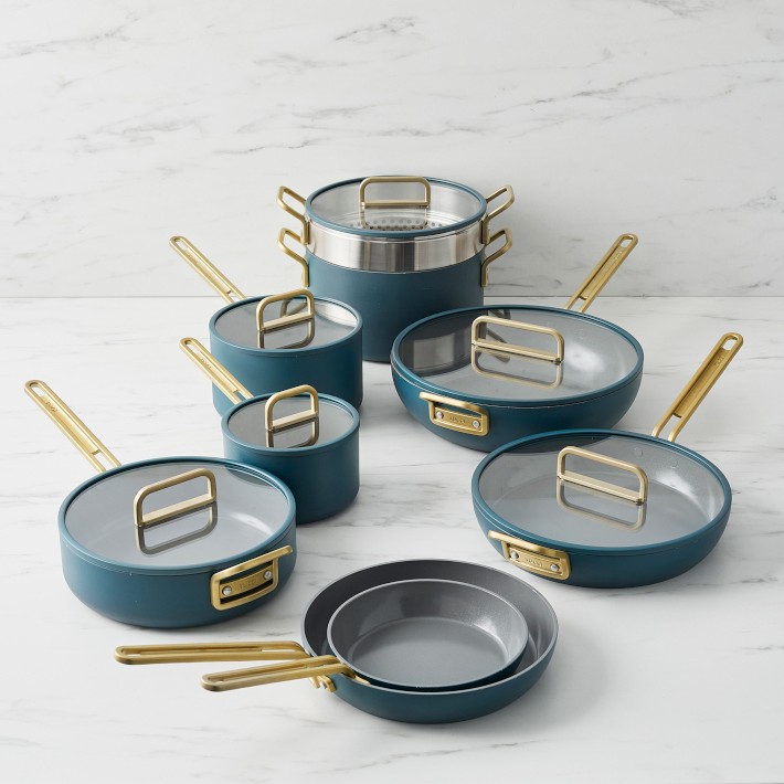 Caraway Ceramic Nonstick 9-Piece Cookware & Storage Set - Gray