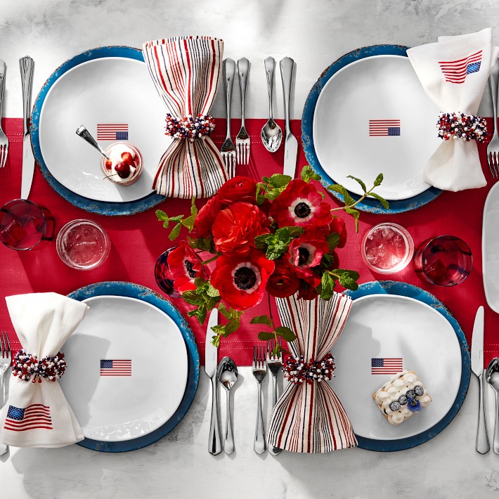 Red, White and Blue Ribbon Table Runner - A Host of Things