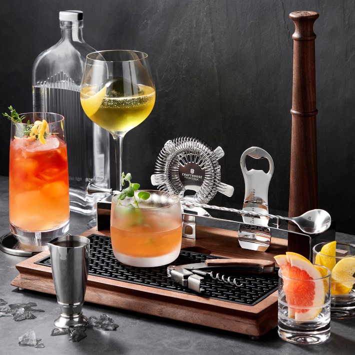 Barcraft Mini Martini Cocktail kit, from Williams Sonoma, shaker, glasses