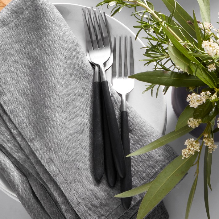 Still Waters Black Linen Dinner Napkins - 100% Polyester