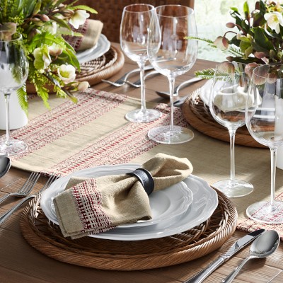 Designer Hester & Cook Paper Table Runner - Classic w/ Black Stripe - Black  + White Wide Stripe Roll