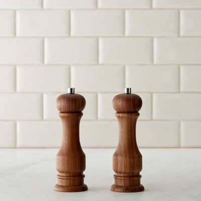 Williams Sonoma Black & White Wood Salt and Pepper Grinders