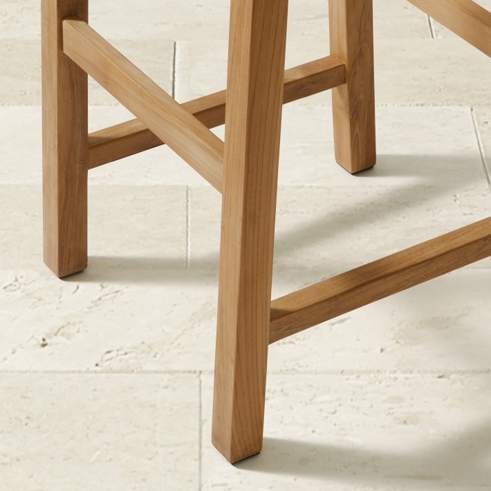 Larnaca Teak AllWeather Weave Backless Bar Stool Williams Sonoma