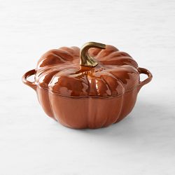 Williams Sonoma - Cooking all our fall dishes in the Staub Pumpkin Cocotte.  🧡 Pumpkin Soup with Grilled Cheese Crouton:  Staub  Cast-Iron Pumpkin