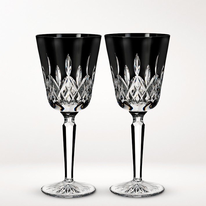 Waterford Lismore Black Crystal Martini Glasses - Set of 2