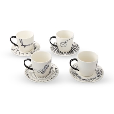 Honeycomb Tea Cup & Saucers, Set of 4