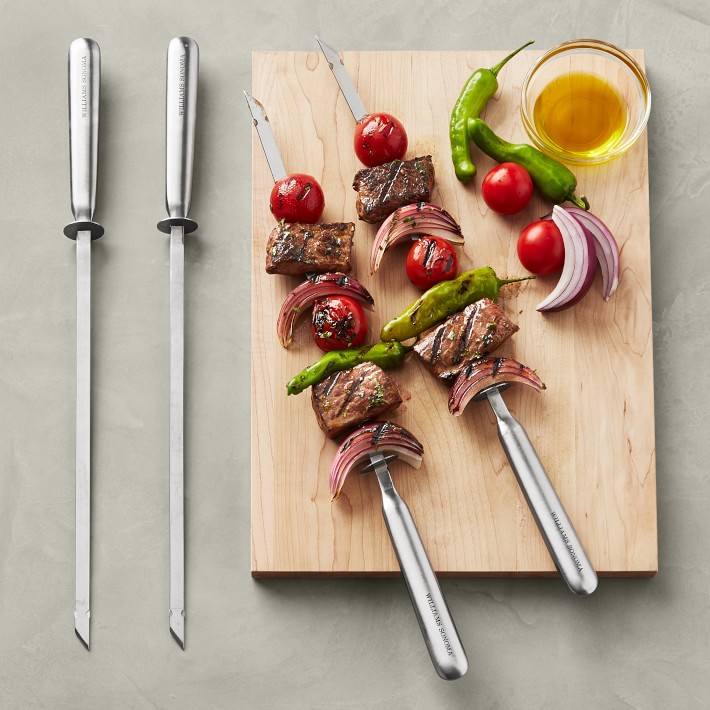 Williams Sonoma Stainless-Steel BBQ Utensils with WS Grill School Cookbook,  Set of 4