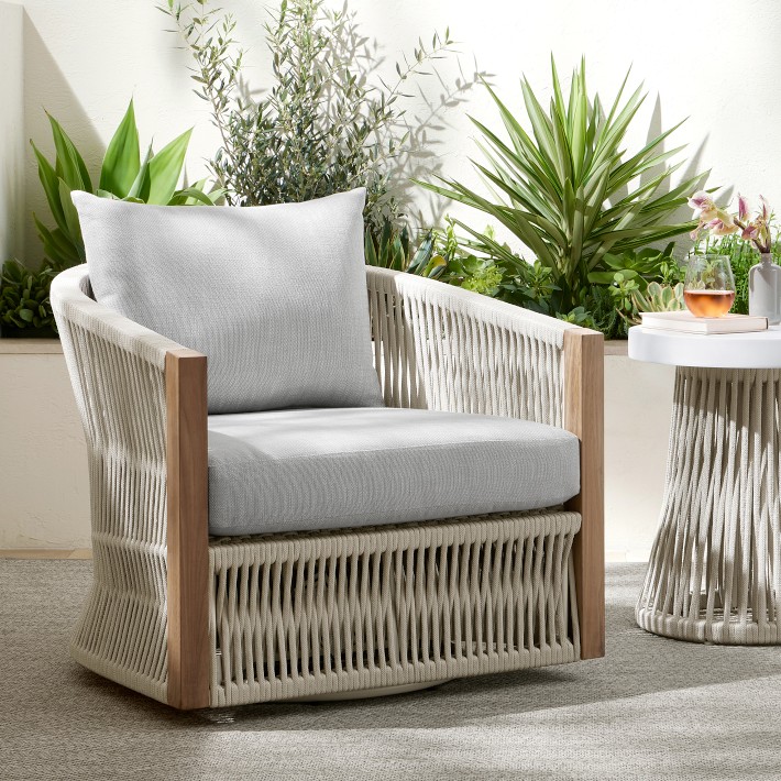 Pasadena Outdoor Fiberstone and Rope Side Table | Williams Sonoma