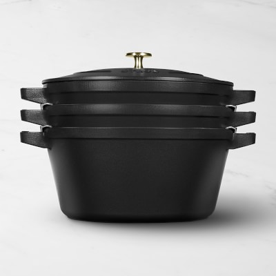 Staub 1004071 2 qt Enameled Cast Iron Mussel Pot w/ Lid, Black Matte