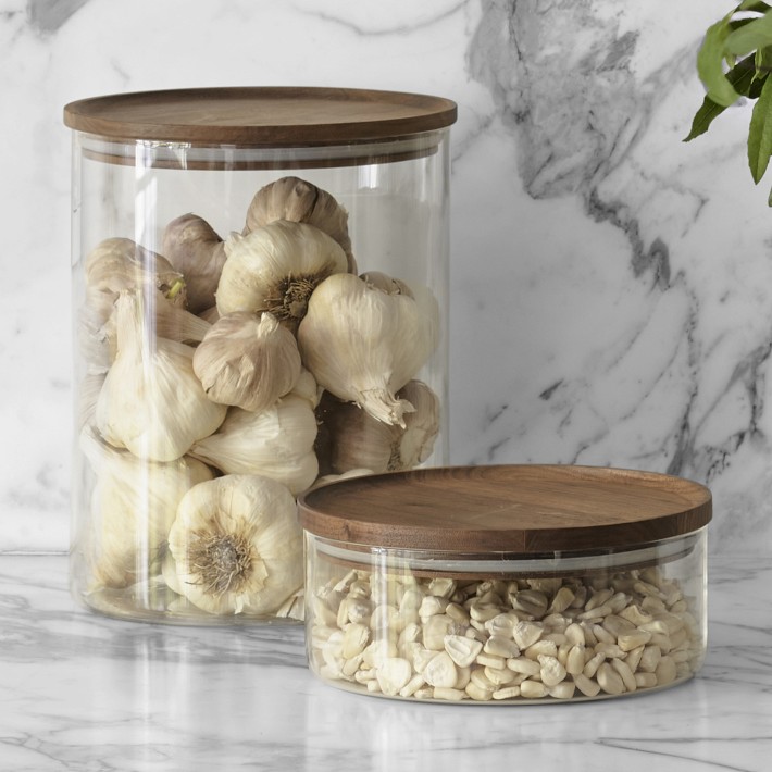 Stackable Glass Storage Jars With Hand-Turned Walnut Wooden Lids