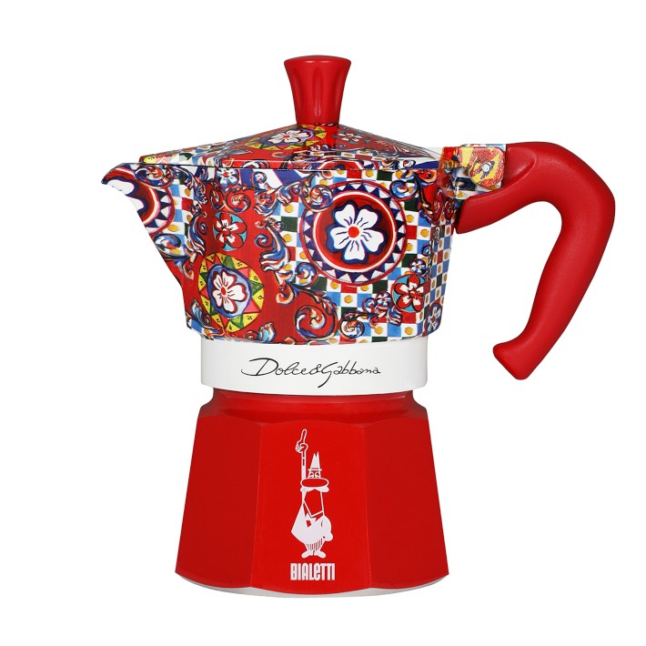 Moka Crystal Bialetti 2 cups Red glass gaspot coffee maker Italian espresso  #Bialetti
