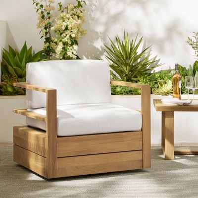 Teak outdoor swivel online chairs