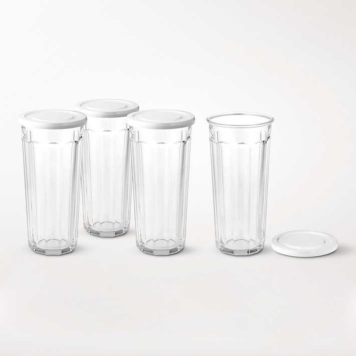 Working Drinking Glasses with Lids - Set of 4 - 24 oz.