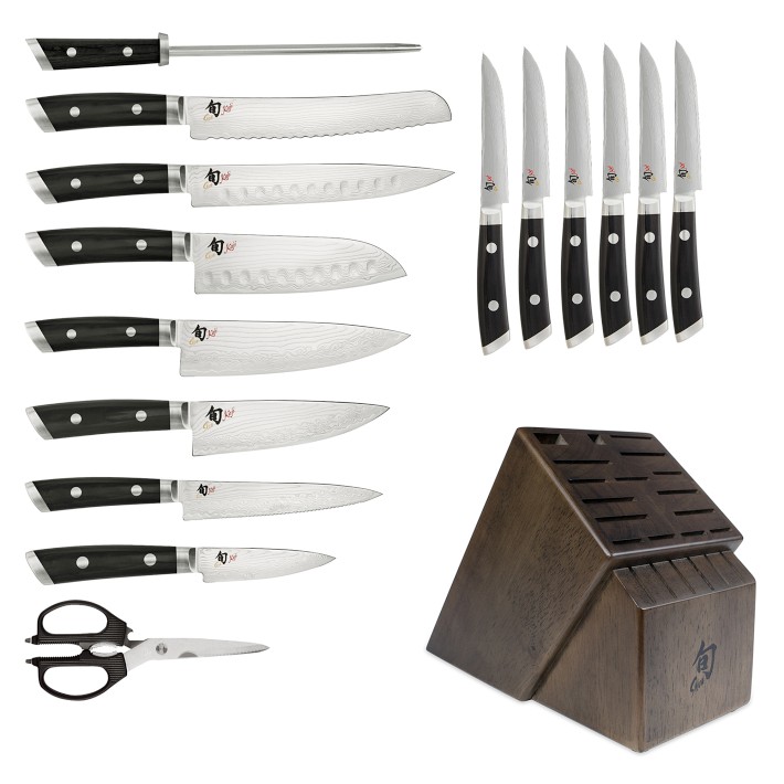 9-Pieces Damascus Kitchen Knife Set with Rubber Wood Block