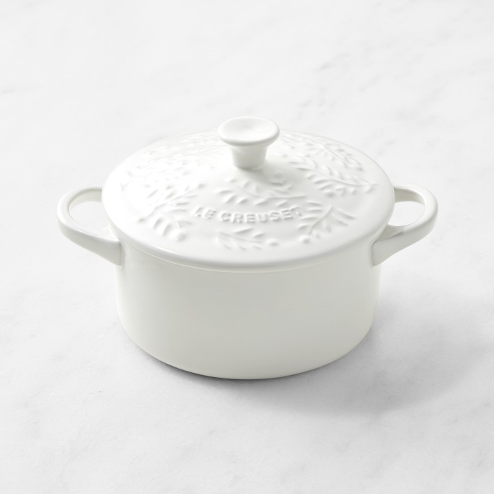 French LE CREUSET MINI Stoneware Dutch Oven Round Cocotte Gradient White &  Cream Glazed Ceramic Made in France New : Unused Vintage 