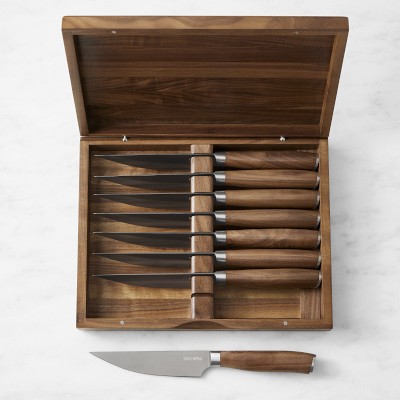 Premiere Titanium Cutlery 4-Piece Steak Knife Set with Walnut