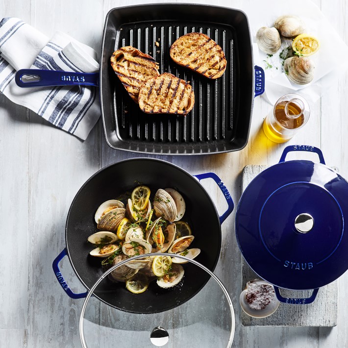 Staub Square Grill Pan, 12, Exclusive Color: French Blue