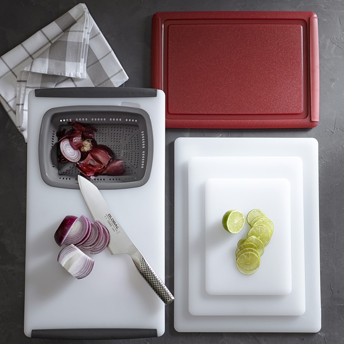 Williams Sonoma Synthetic Prep Cutting Board with Wells and Grippers, Set  of 3
