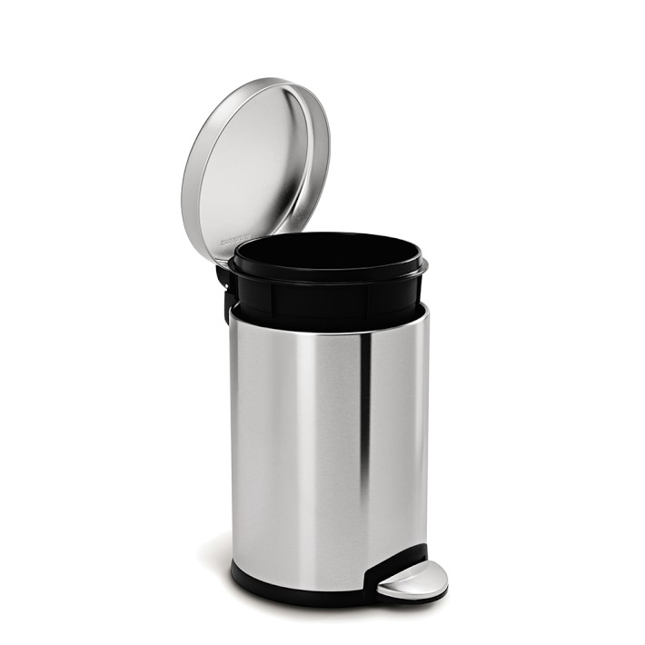 simplehuman™ Round Step Trash Can - Brushed Stainless-Steel