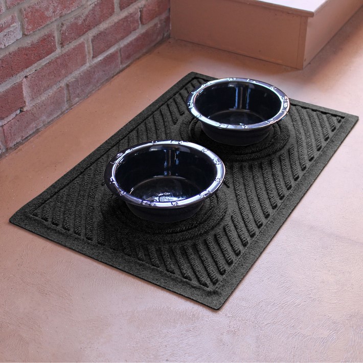 Wave Dog Bowl Pet Feeder Mat - Bluestone