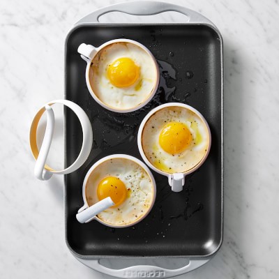 4-Cup Nonstick Egg Frying Pan Set with Silicone Kitchen Tongs