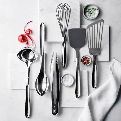 Williams-sonoma and All Clad Fine Cooking Steel Utensils, Pasta Fork,  Spatula, Spoon 