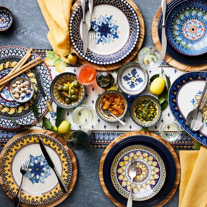 Sicily Dinner Plates - Blue Rim