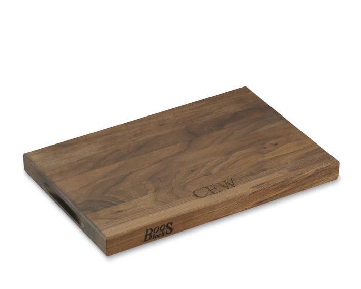 John Boos Edge-Grain Walnut Square Cutting Board with Feet 9 x 9