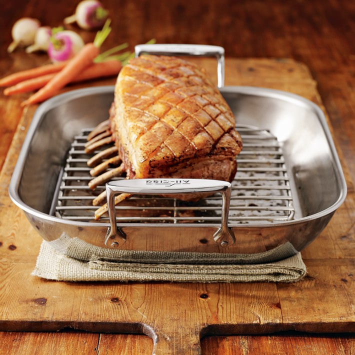Williams-Sonoma - Spring 1 2018 - All-Clad Stainless-Steel Large Roasting  Pan with Rack