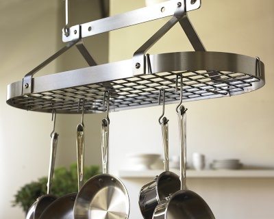 Hand Forged 36 Hammer Finish Pot Rack With Movable Hooks Sturdy