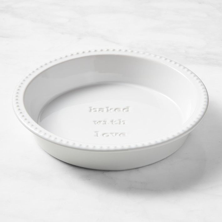 Open Kitchen by Williams Sonoma Ceramic Pie Dish with &quot;Baked with Love&quot; Message
