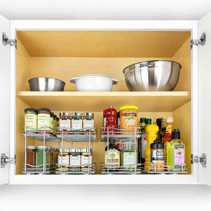 New 2 Tier Carbon Steel Cabinet Kitchen Under Sink Basket Rack White Color Space  Keeper Under Sink Organizer Sliding Cabinet - China Cabinet Kitchen Basket  and Kitchen Under Sink Rack price