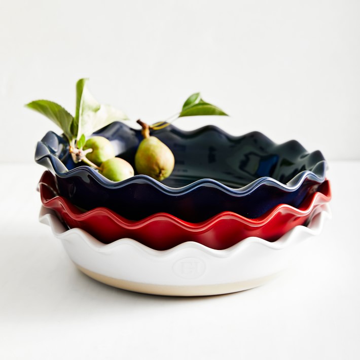 Emile Henry French Ceramic Artisan Ruffled Pie Dish