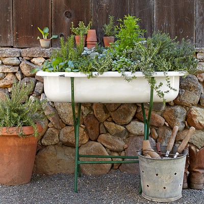 Antique Bathtub Mini Planter Tan