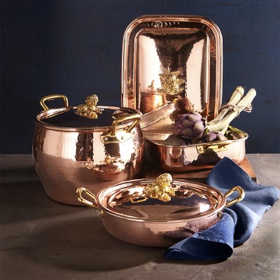 Ruffoni Historia Hammered Copper Casserole Dish with Lovebirds Knob - 13.75  qt