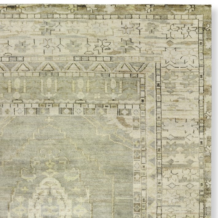 Hand-Knotted Lustrous Stone Rug Swatch
