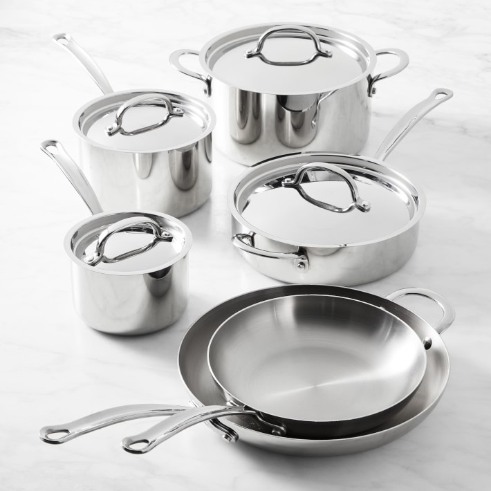 10 Pcs Induction Hob Stainless Steel Saucepan Casserole Dining Cookware Pot  Set